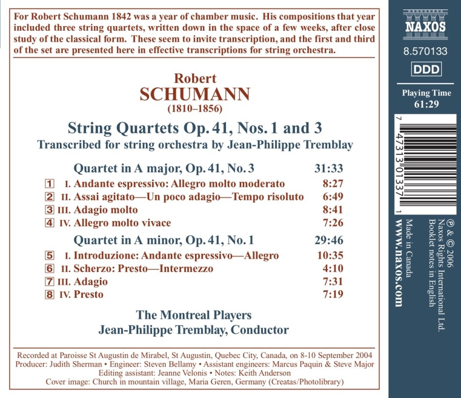 SCHUMANN: String Quartets Nos. 1 and 3 (arr. for string orchestra) - slide-1