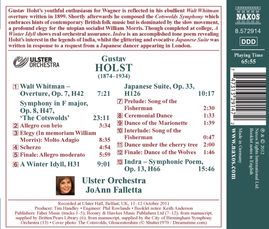 Holst: Cotswolds Symphony, Walt Whitman Overture, Indra, Japanese Suite, A Winter Idyll - slide-1
