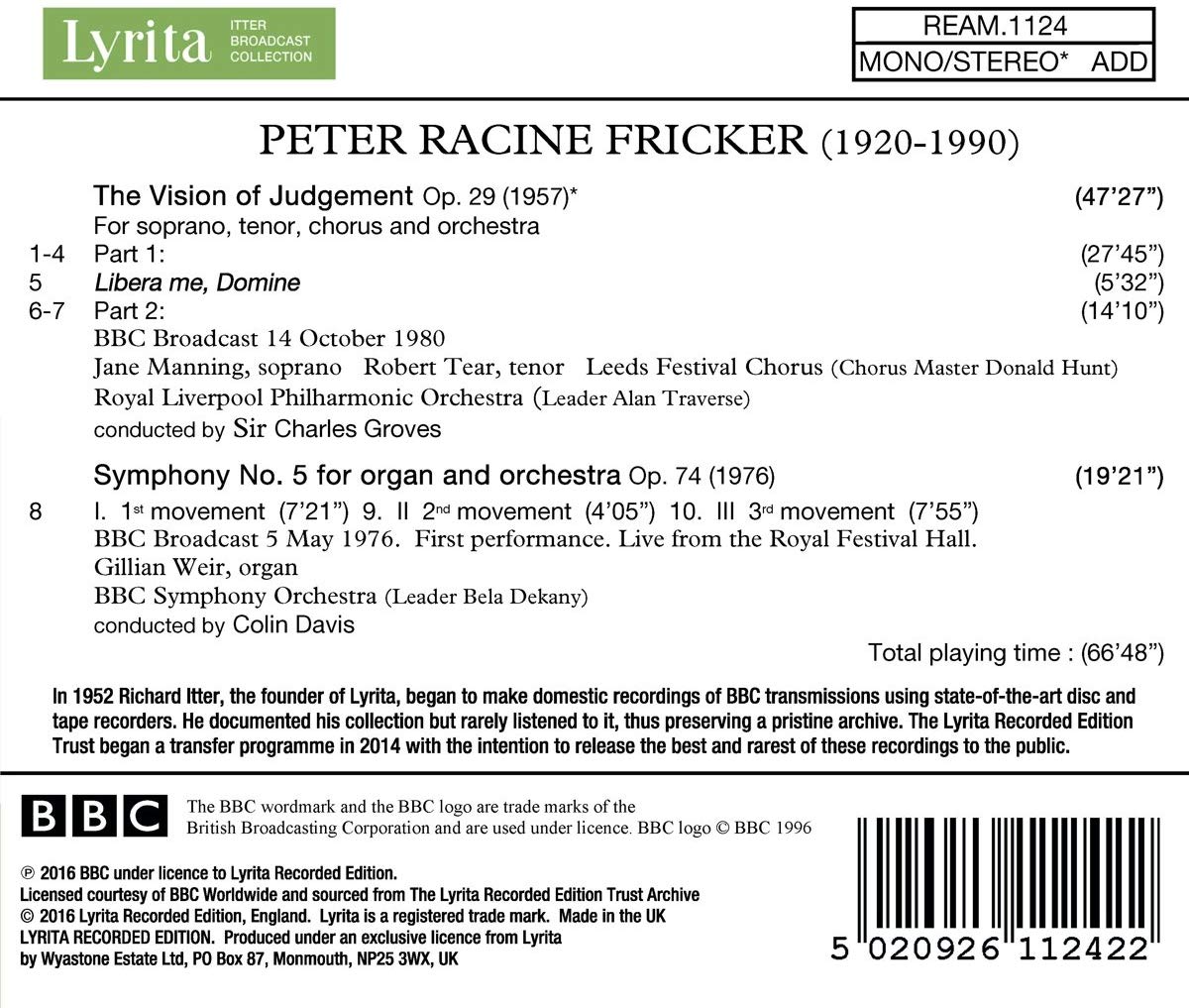 Fricker: The Vision of Judgement; Symphony No. 5 - slide-1