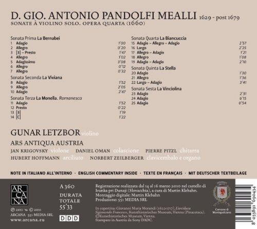 Pandolfi Mealli: Sonate à violino solo opera quarta - slide-1