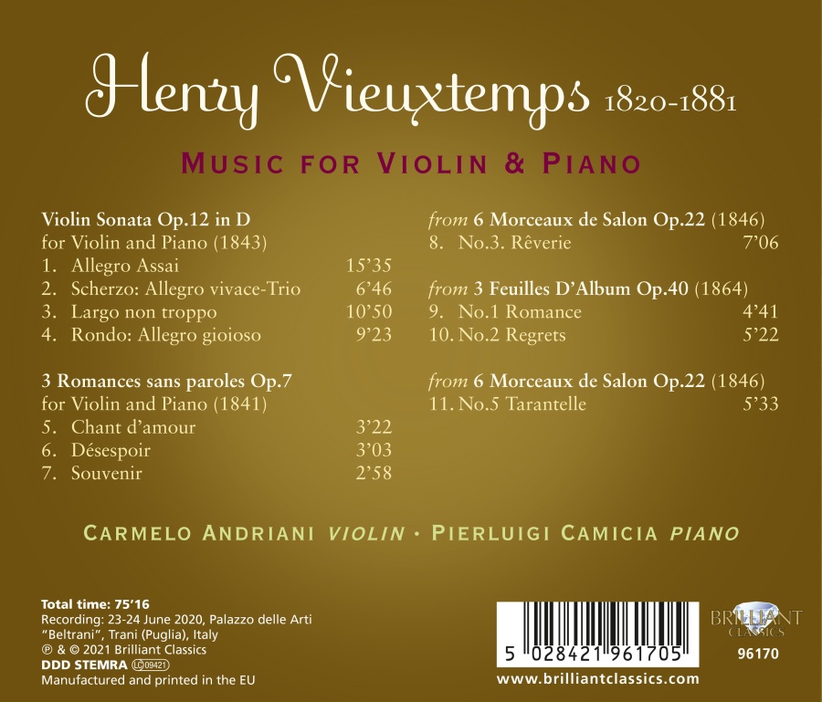Vieuxtemps: Music for Violin and Piano - slide-1