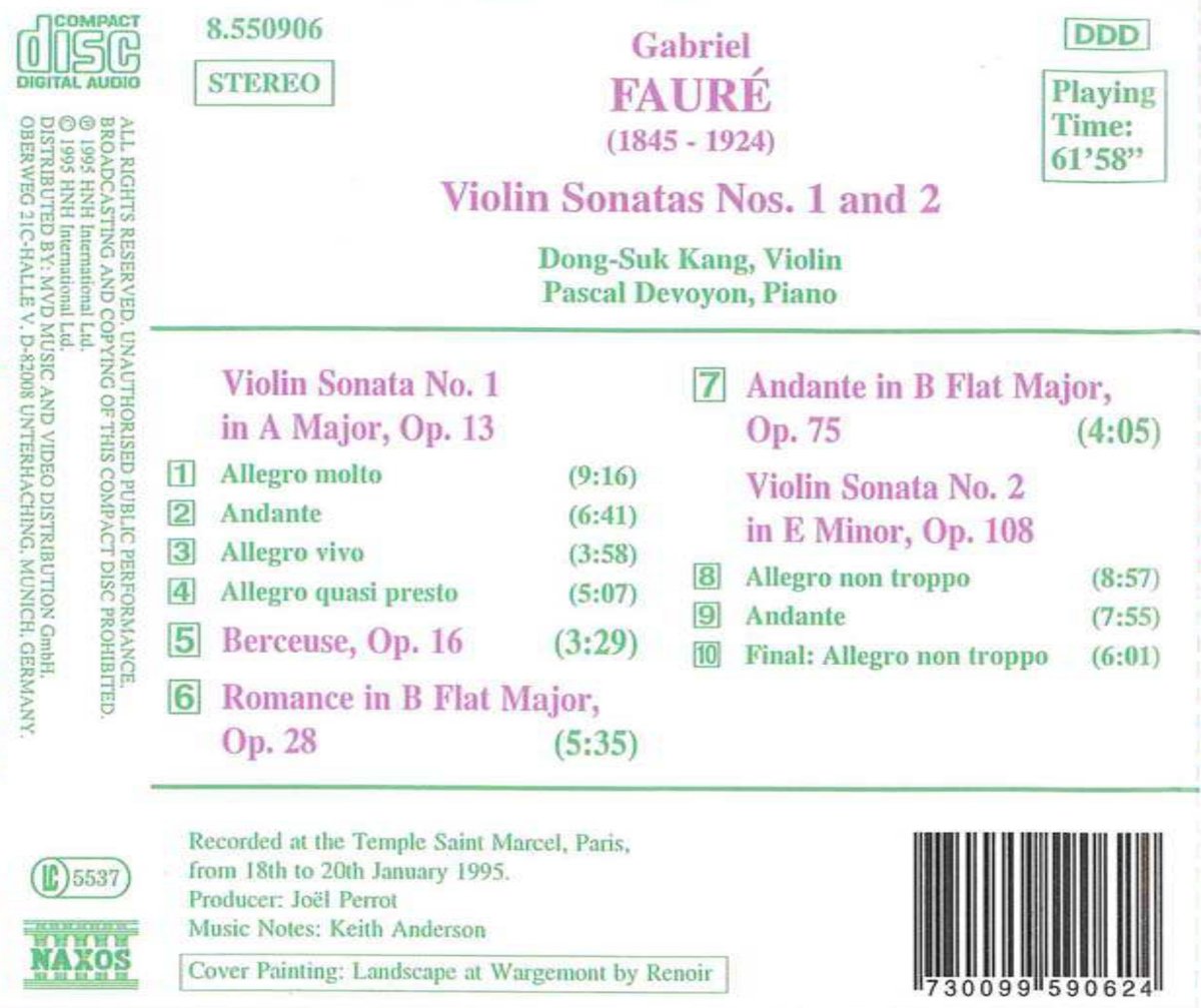 FAURE: Violin Sonatas nos. 1 & 2 - slide-1