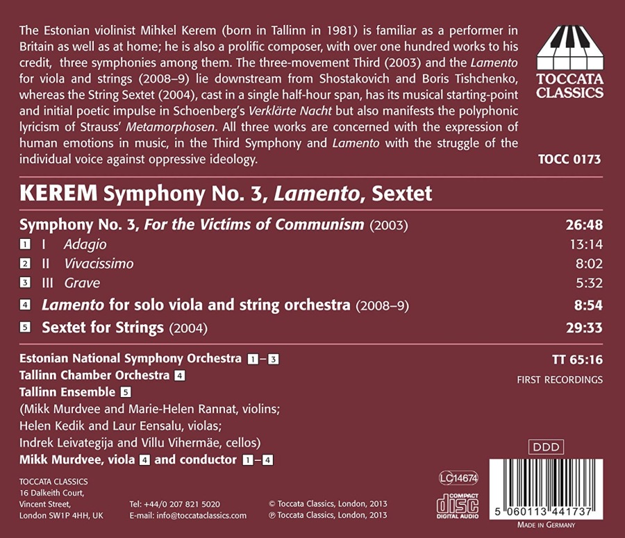 Kerem: Symphony No. 3, Lamento, Sextet for Strings - slide-1