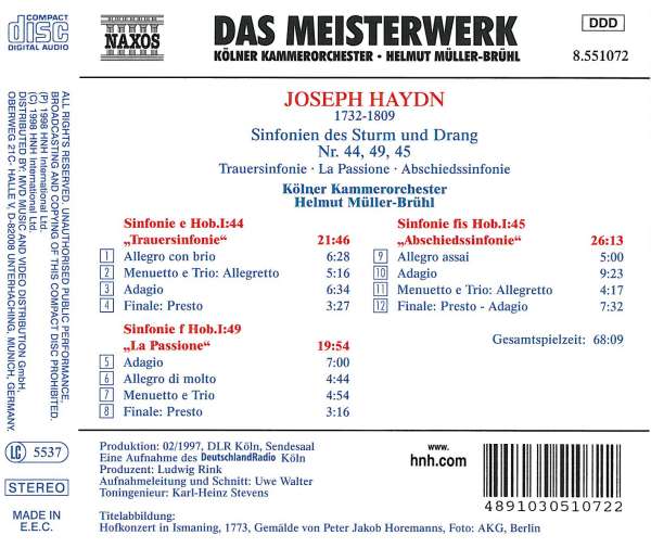 HAYDN: Symphonies  44, 45, 49 - slide-1
