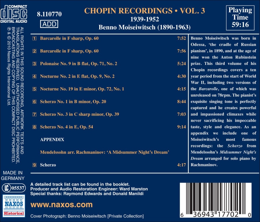 Great Pianists - Moiseiwitsch Vol. 13 - Chopin Recordings 1939-1952 - slide-1