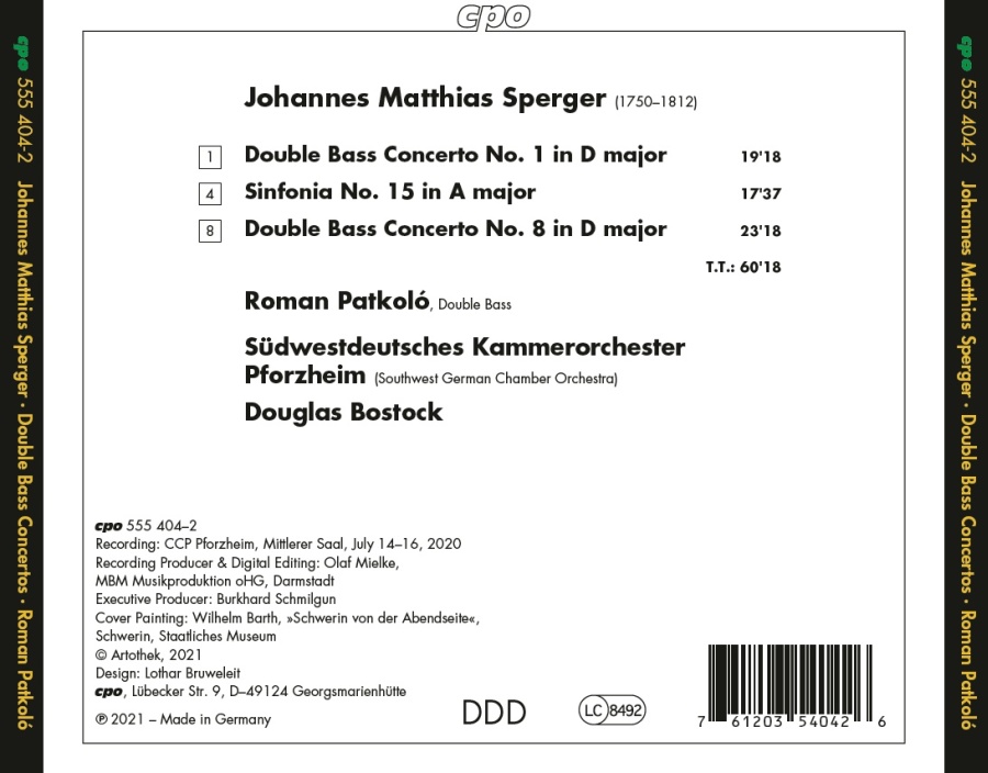 Sperger: Double Bass Concertos Nos. 1 & 8; Sinfonia No. 15 - slide-1