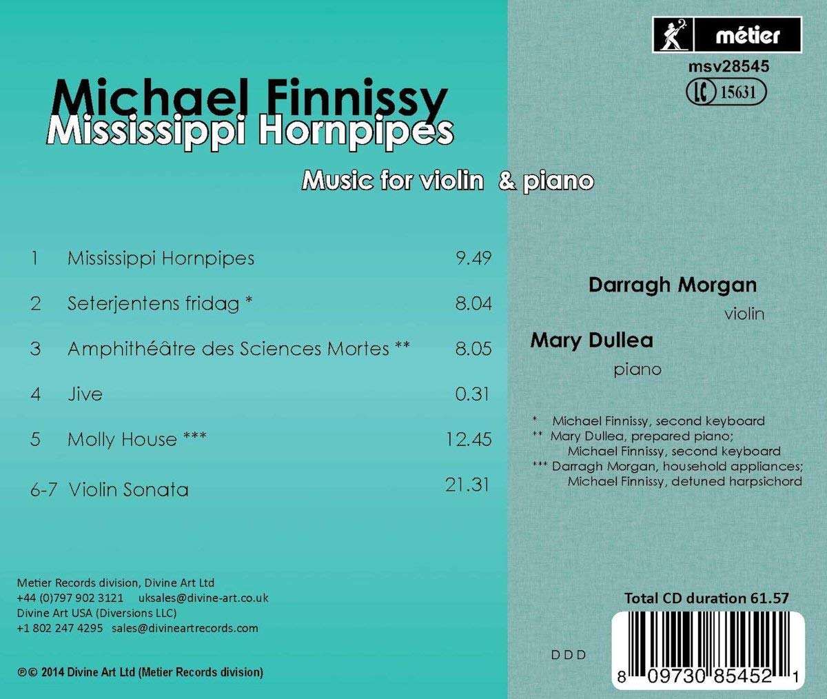 Finnissy, Michael: Mississippi Hornpipes - Music for Violin & Piano - slide-1