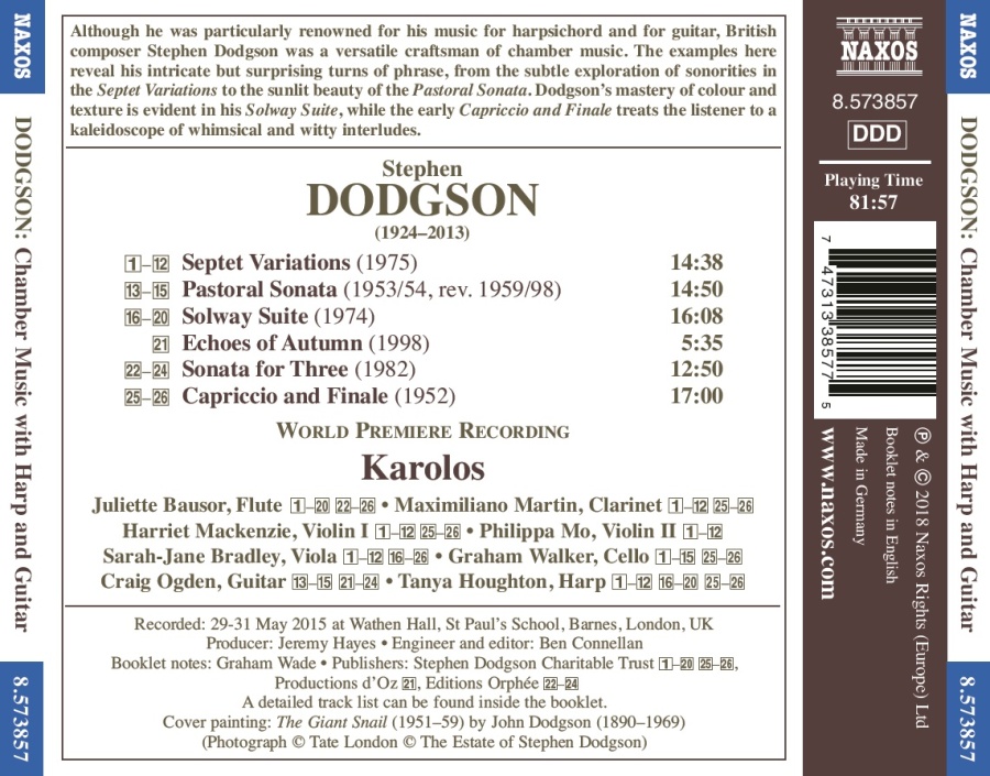 Dodgson: Chamber Music with Harp and Guitar - slide-1