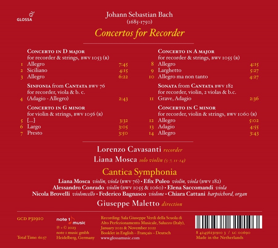 Bach: Concertos for Recorder - slide-1