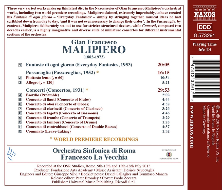 Malipiero: Fantasie di ogni giorno,Passacaglia, Concerti - slide-1