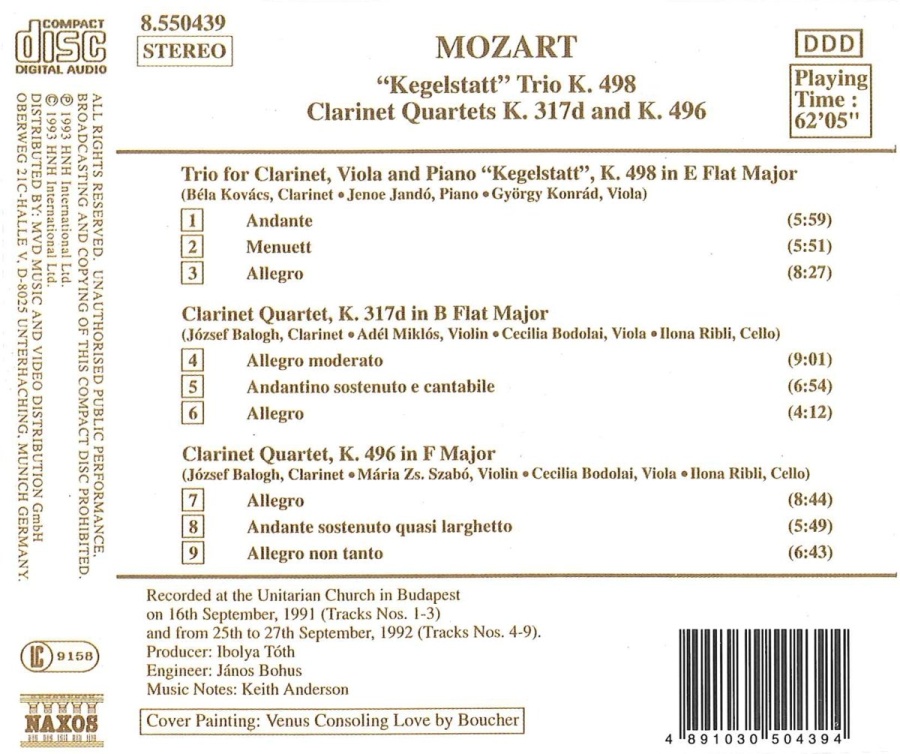 Mozart: Piano Trio, K. 498, Violin Sonata No. 26 (arr. for clarinet and string trio) - slide-1