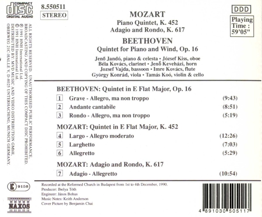 MOZART: Piano Quintet in E-Flat Major / BEETHOVEN: Piano Quintet in E-Flat Major - slide-1