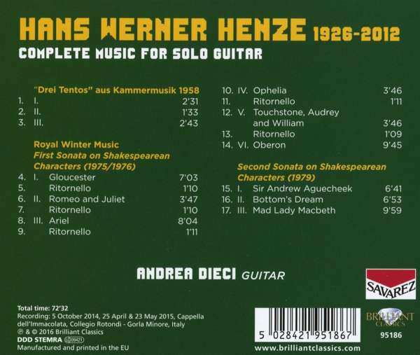 Henze: Complete Music for Solo Guitar - slide-1