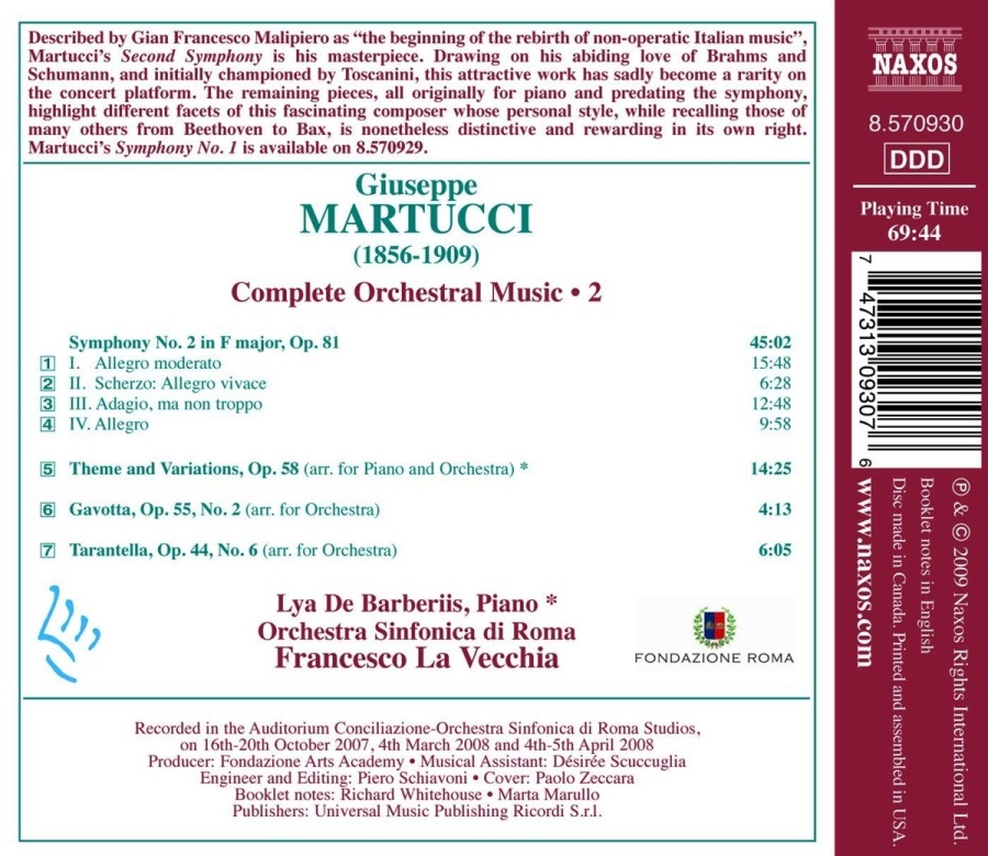 Martucci: Orchestral Music 2 - Symphony No. 2, Theme and Variations, Tarantella, Gavotta - slide-1