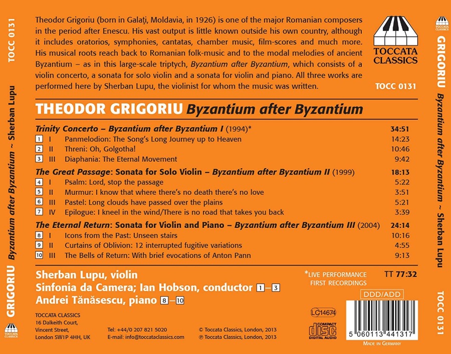 Theodor Grigoriu: Byzantium after Byzantium - Trinity Concerto, The Great Passage, The Eternal Return - slide-1
