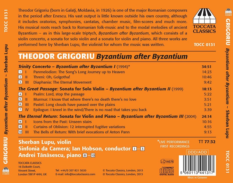 Theodor Grigoriu: Byzantium after Byzantium - Trinity Concerto, The Great Passage, The Eternal Return - slide-1
