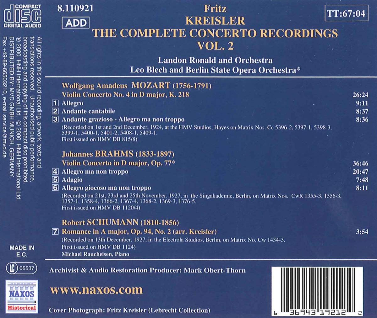 Fritz Kreisler: Complete Concerto Recordings, Volume 2 - slide-1