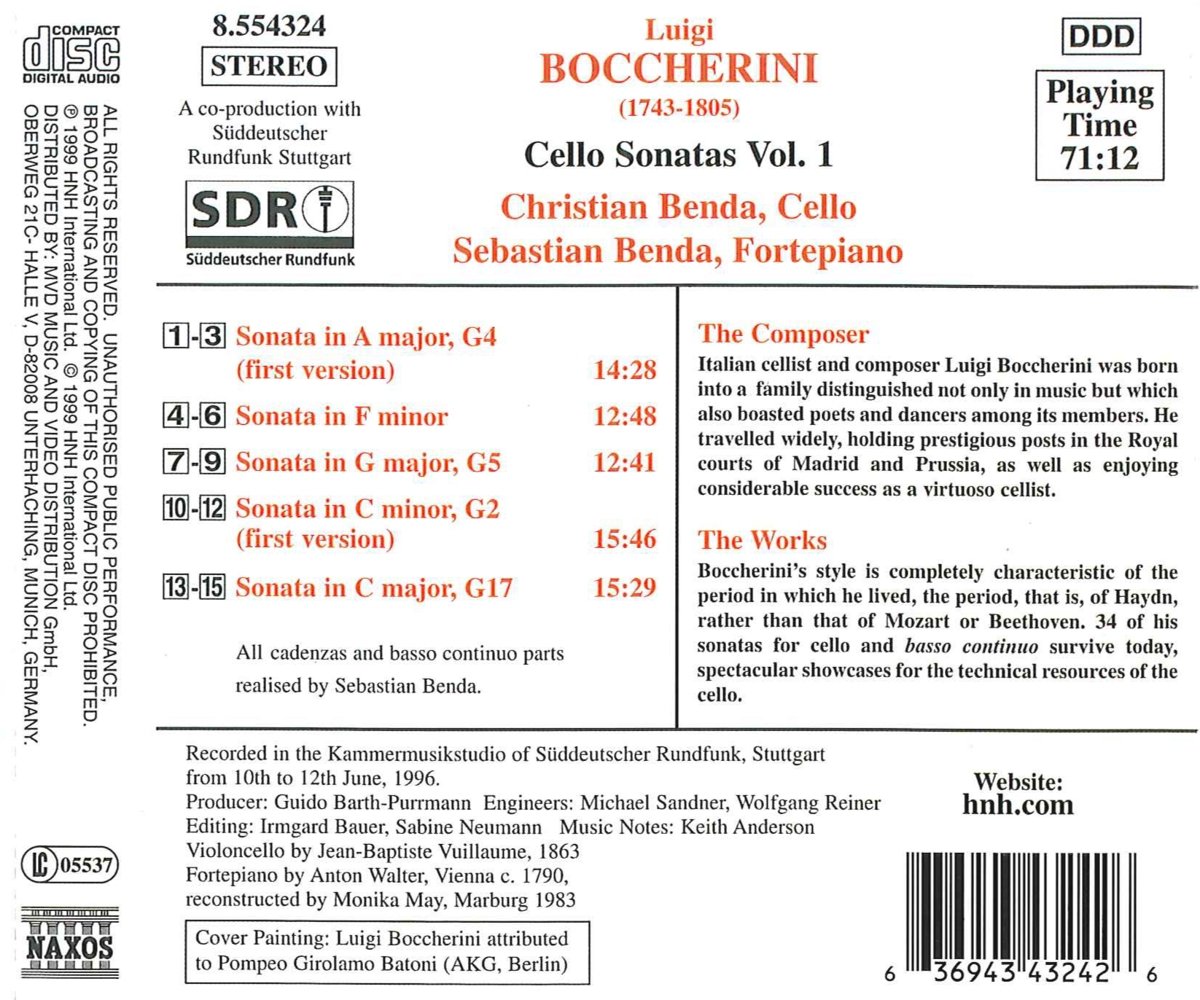 BOCCHERINI: Cello Sonatas vol. 1 - slide-1