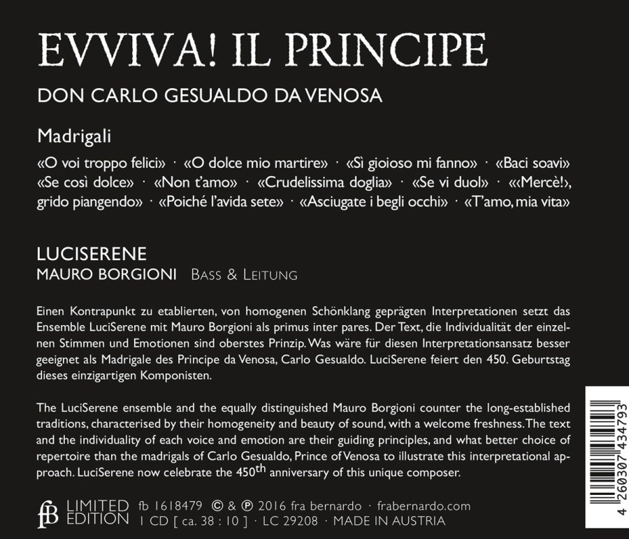 Gesualdo: Evviva! Il Principe - madrigals - slide-1