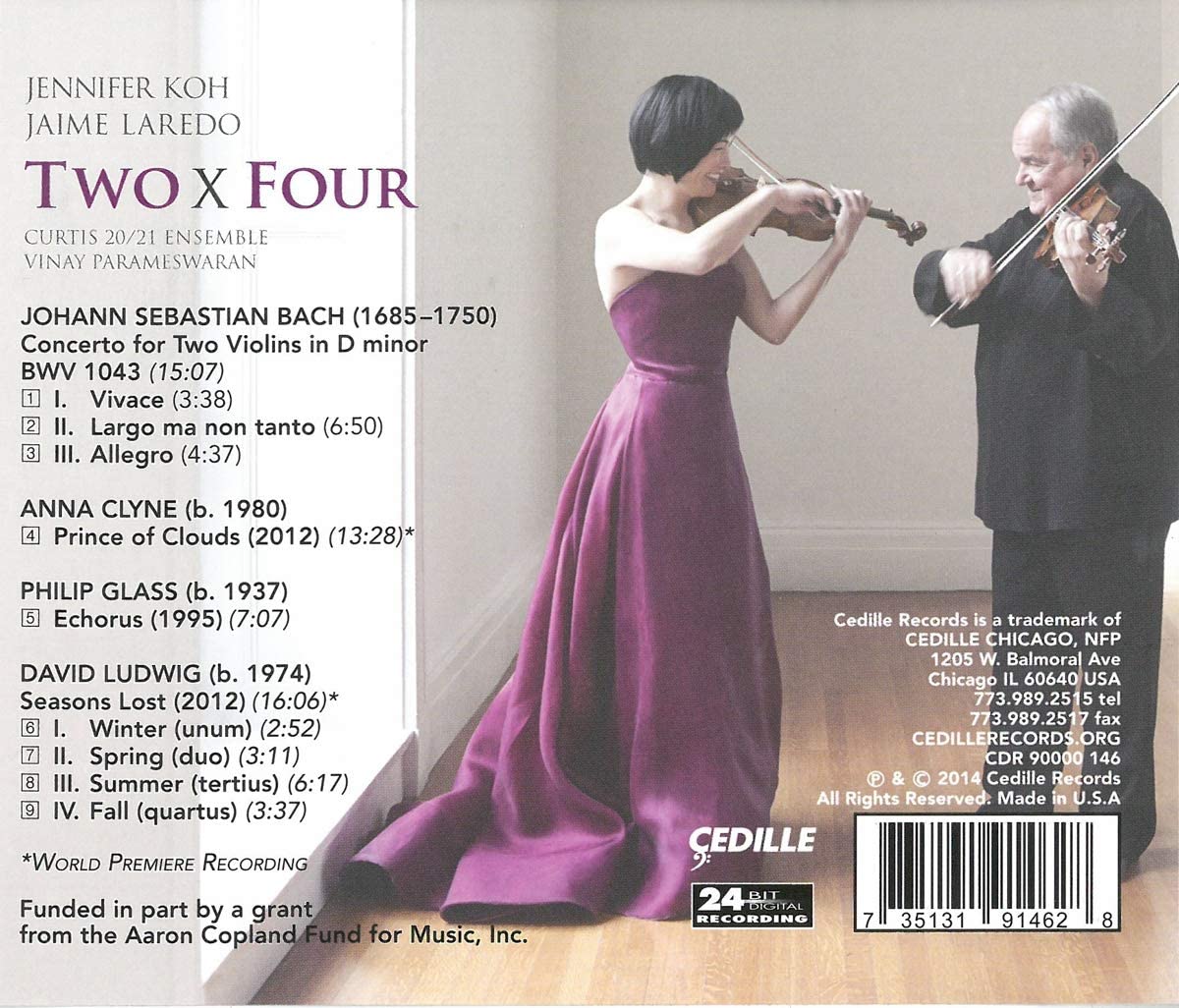Two x Four - Bach: Concerto for 2 Violins:  Clyne, Glass,  Ludwig - slide-1