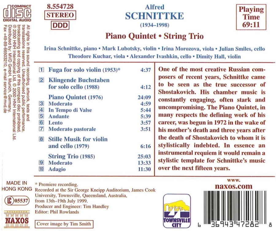 SCHNITTKE: Piano Quintet; String Trio; Stille Musik - slide-1