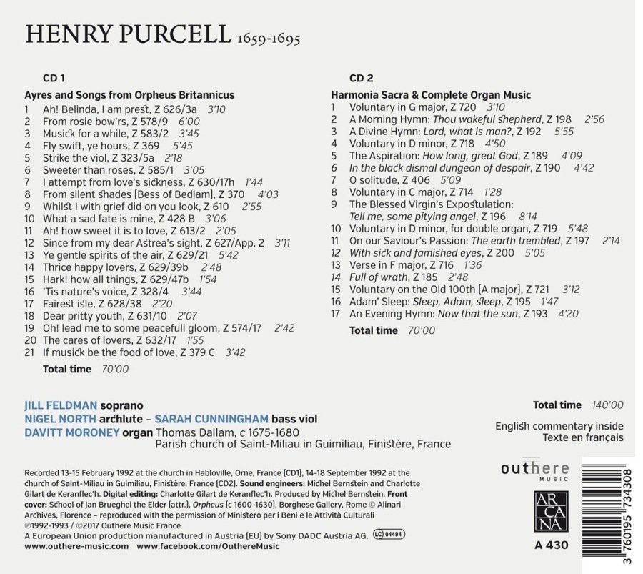 Purcell: Ayres & Songs from Orpheus Britannicus - Harmonia Sacra & Complete Organ Music - slide-1