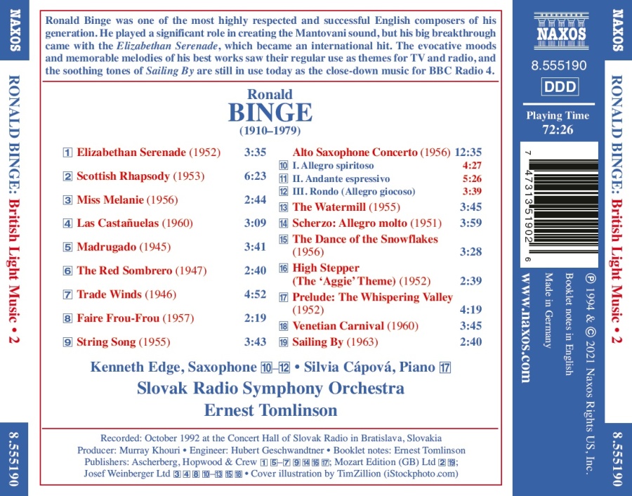 British Light Music Vol. 2 - Binge: Elizabethan Serenade; Scottish Rhapsody; Sailing By - slide-1