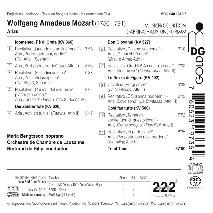 Mozart: Arias (from Idomeneo, Zauberflöte, Don Giovanni, La Nozze di Figaro, Cosi fan tutte) - slide-1
