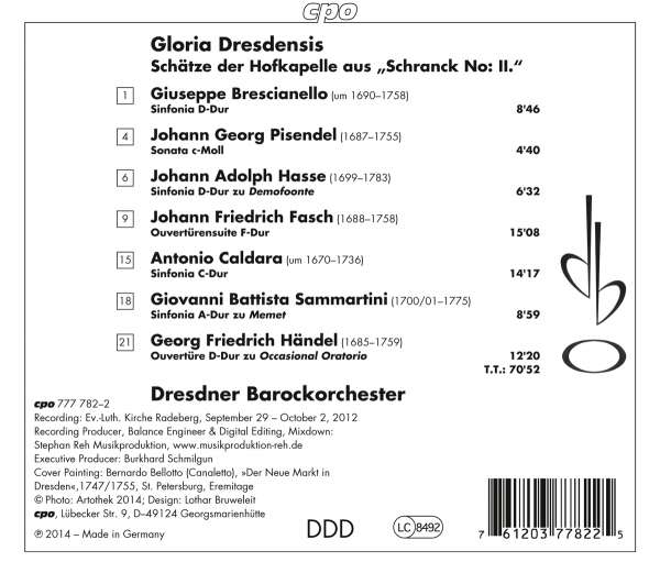 Gloria Dresdensis – Brescianello, Pisendel, Hasse ,Fasch, Caldara ,Sammartin,i Handel - slide-1
