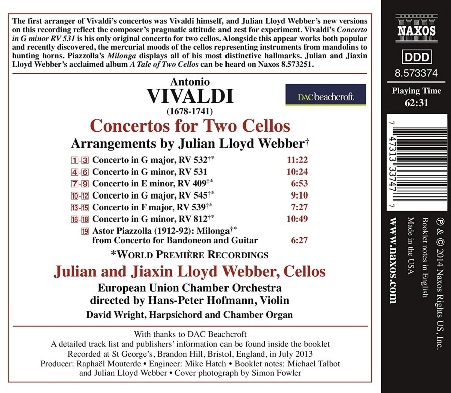 Vivaldi: Concertos for Two Cellos / Piazzolla: Milonga for two cellos - slide-1