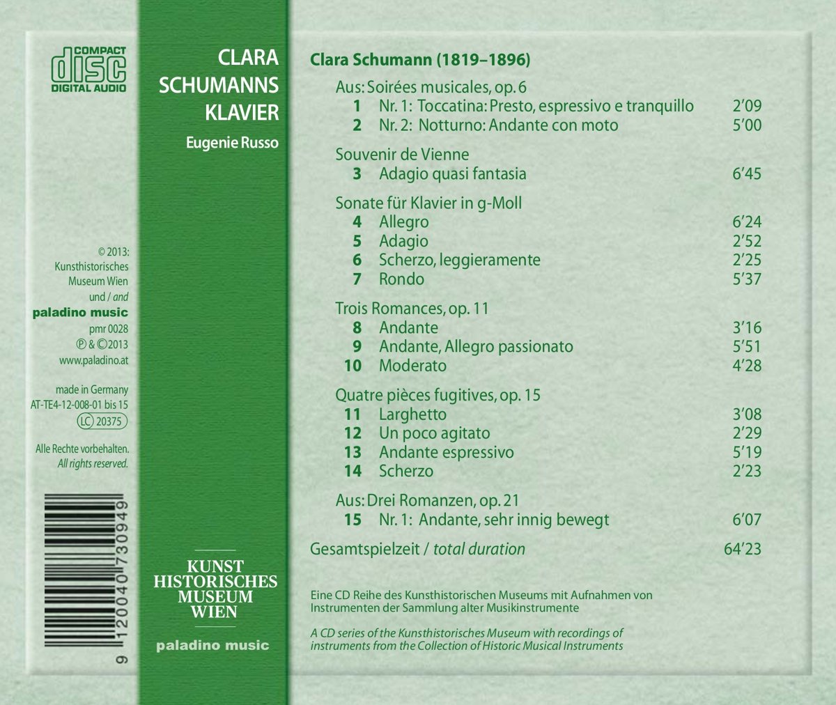 Clara Schumanns Klavier - opp 6, 11, 15, 21 - slide-1