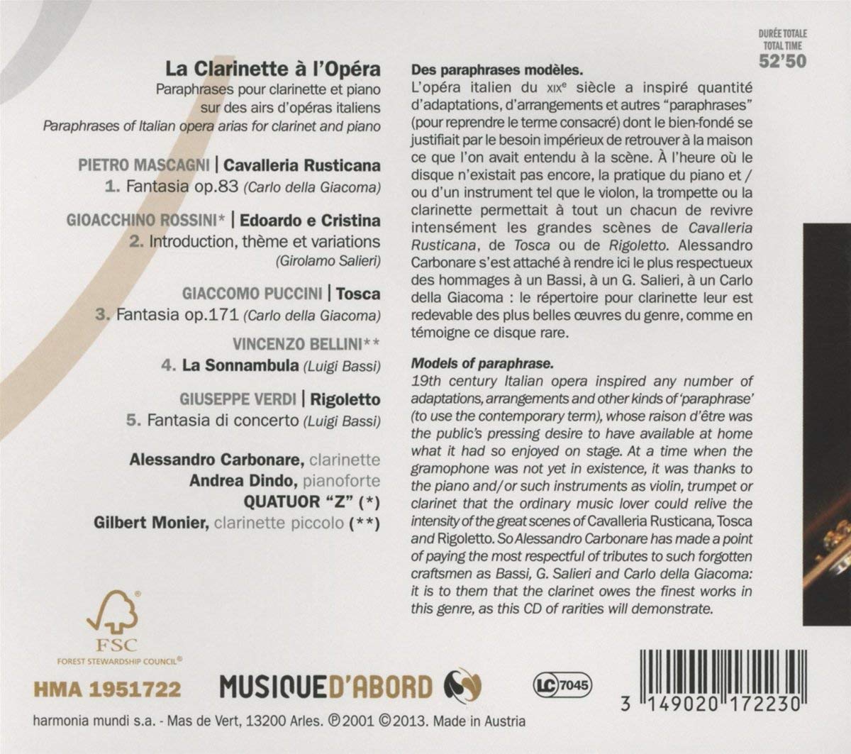 La Clarinette à l'Opéra - Verdi, Bellini, Puccini, Rossini - slide-1