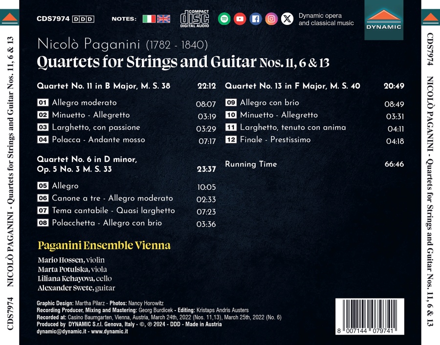 Paganini: Guitar Quartets Nos. 11, 6 & 13 - slide-1