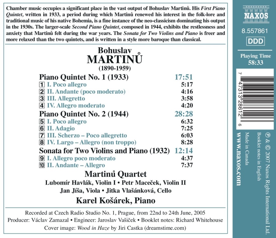 Martinu: Piano Quintets Nos.1 & 2, Sonata for 2 Violins & Piano - slide-1