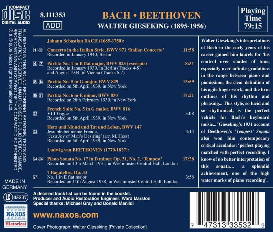 Bach: Partitas Nos. 1, 5 & 6, Italian Concerto, BEETHOVEN: Piano Sonata No. 17 "Tempest" - slide-1