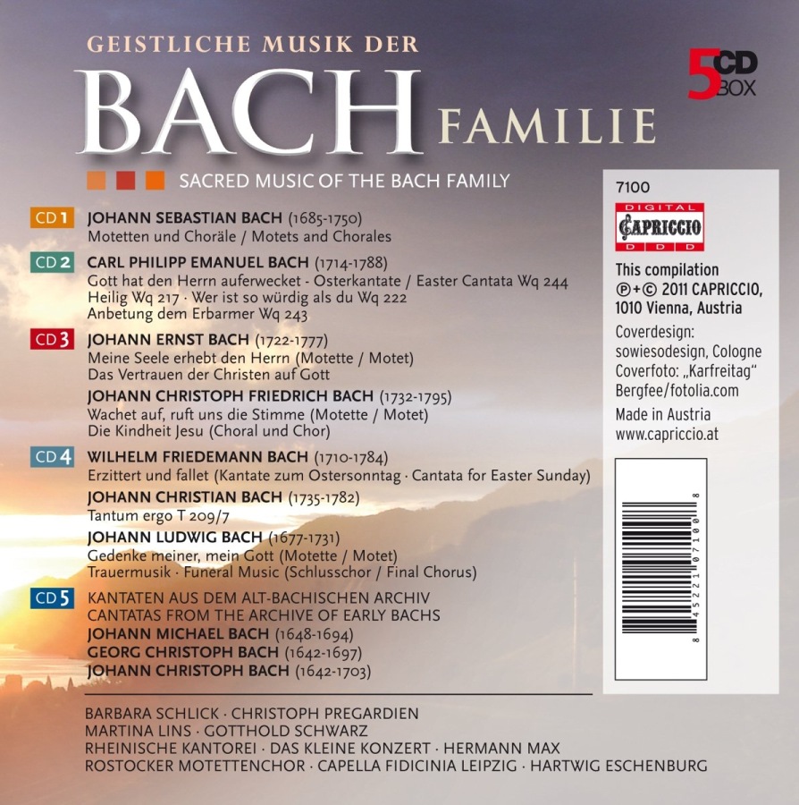 Geistliche Musik der Bach-Familie - Johann Sebastian, Carl Philipp Emanuel, Johann Christian & Wilhelm Friedemann: kantaty, motety i chóry - slide-1