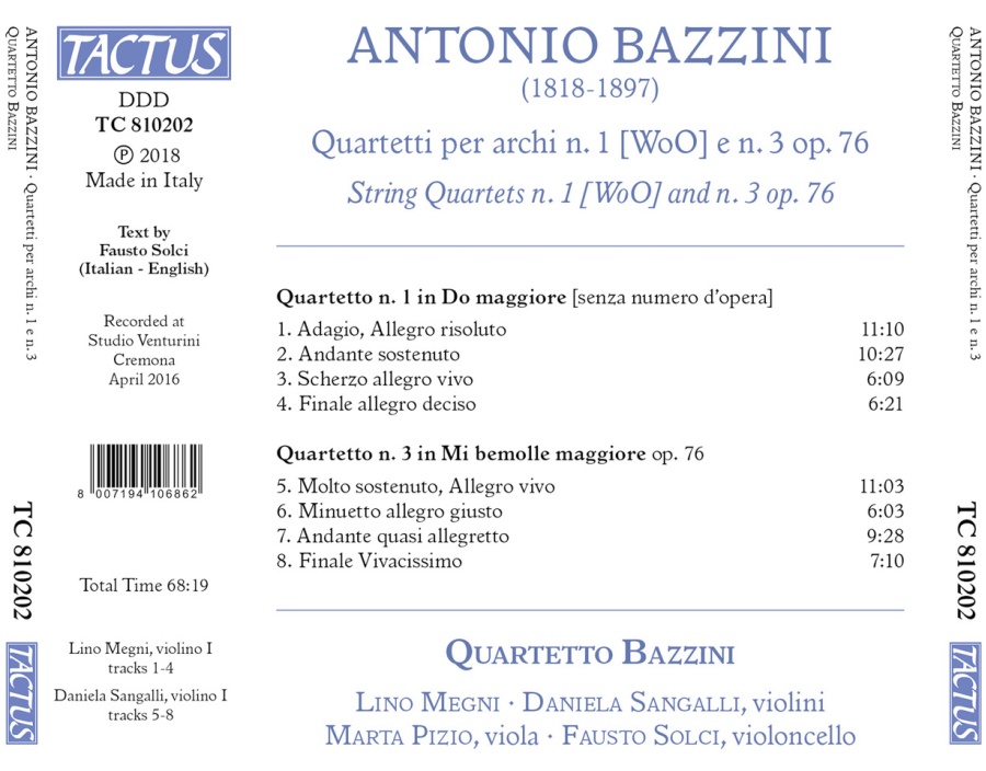 Bazzini: String Quartets nos. 1 & 3 - slide-1