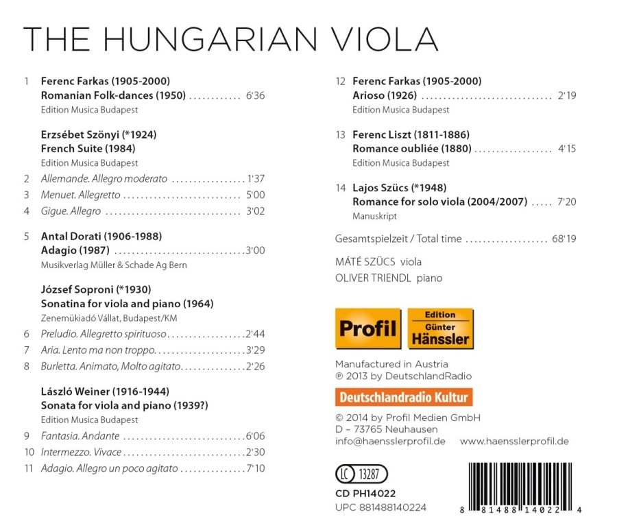 The Hungarian Viola: Farkas, Szönyi, Dorati, Soproni, Weiner, Liszt, Szücs - slide-1
