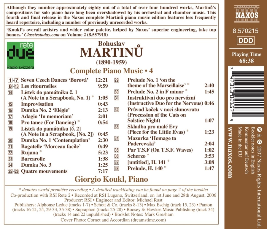 MARTINU: Piano Music (Complete) Vol. 4 - slide-1