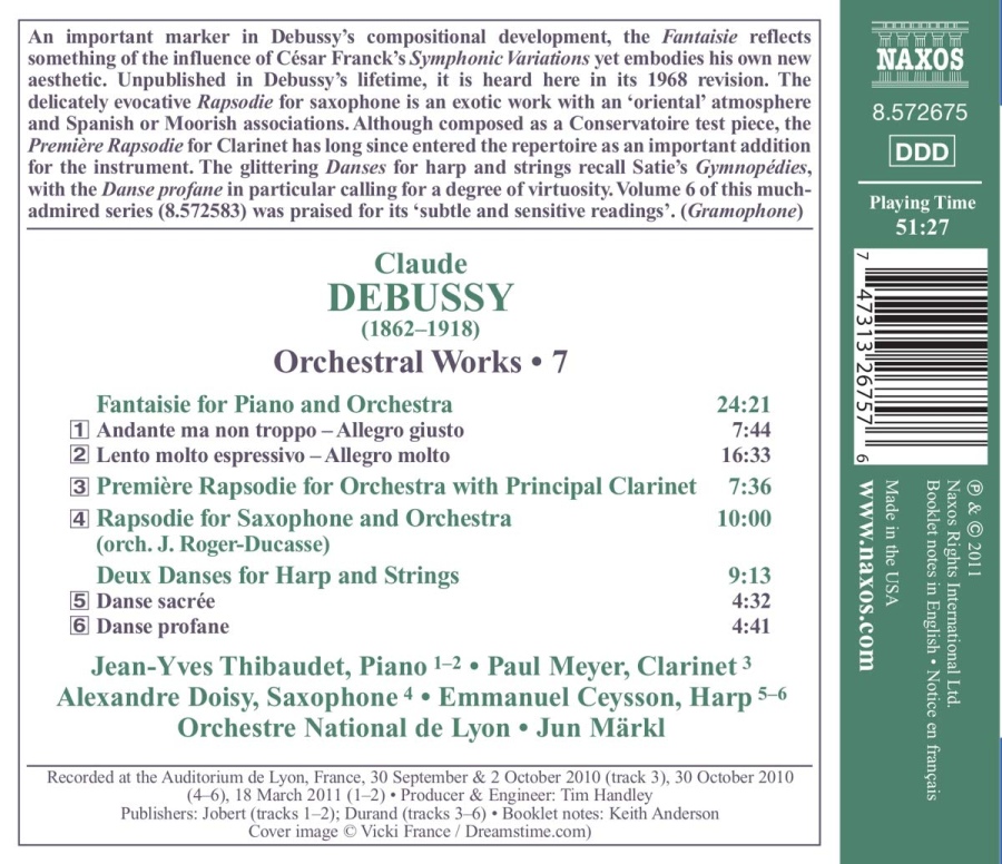 Debussy: Fantaisie for Piano and Orchestra, Deux Danses, Rhapsodies for Clarinet and Saxophone - slide-1