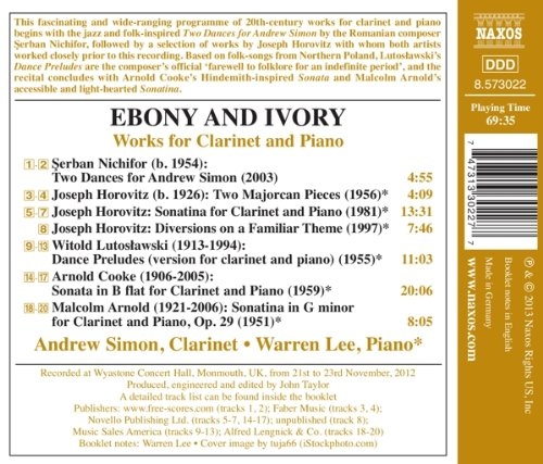 Ebony and Ivory: Works for Clarinet and Piano - Nichifor, Horovitz, Lutosławski, ... - slide-1