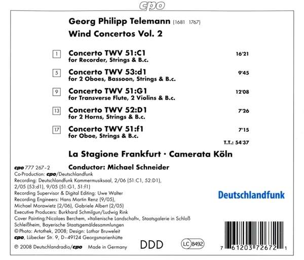 Telemann: Wind Concertos Vol. 2 - slide-1