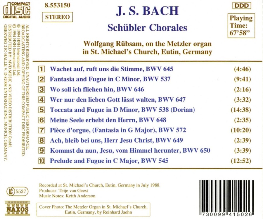 BACH J. S.: Schübler Chorales - slide-1