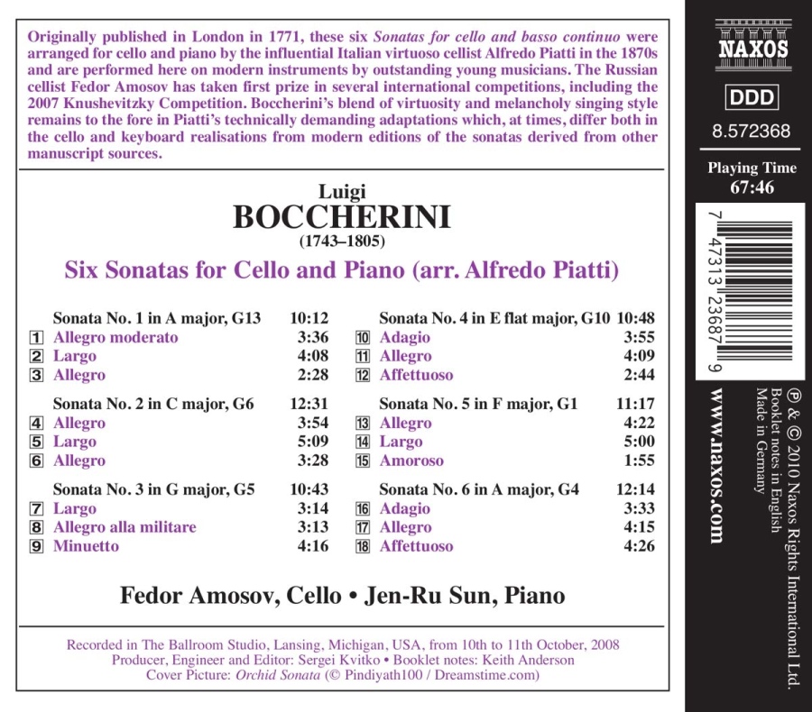 BOCCHERINIi: Six Sonatas for Cello and Piano - slide-1
