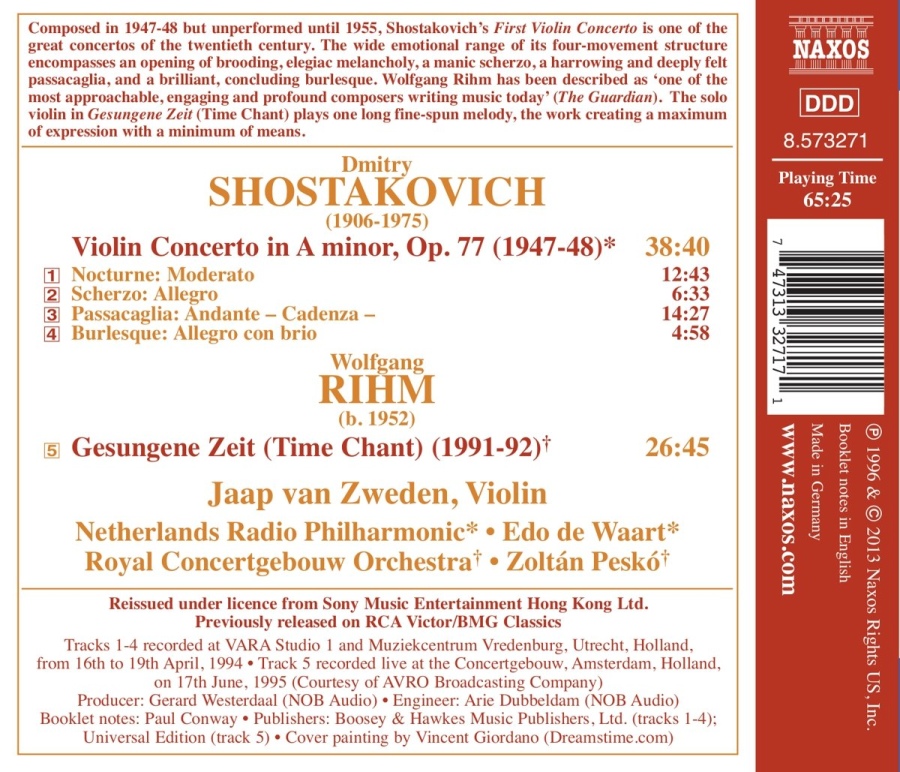 Shostakovich: Violin Concerto No. 1 / Rihm: Gesungene Zeit - slide-1