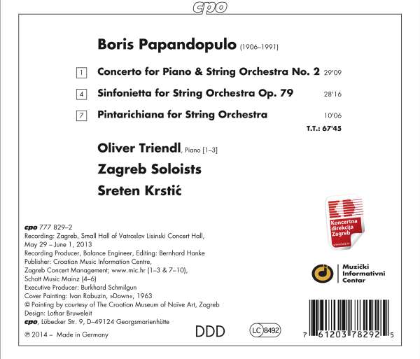 Papandopulo: Piano Concerto No. 2, Sinfonietta, Pintarichiana - slide-1