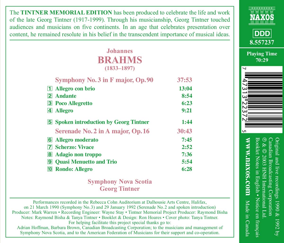 BRAHMS: Symphony No. 3; Serenade No. 2 - slide-1