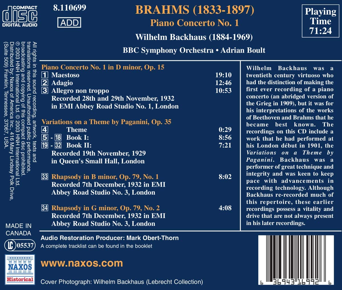 Brahms:Piano Concerto No 1; Piano Works - slide-1