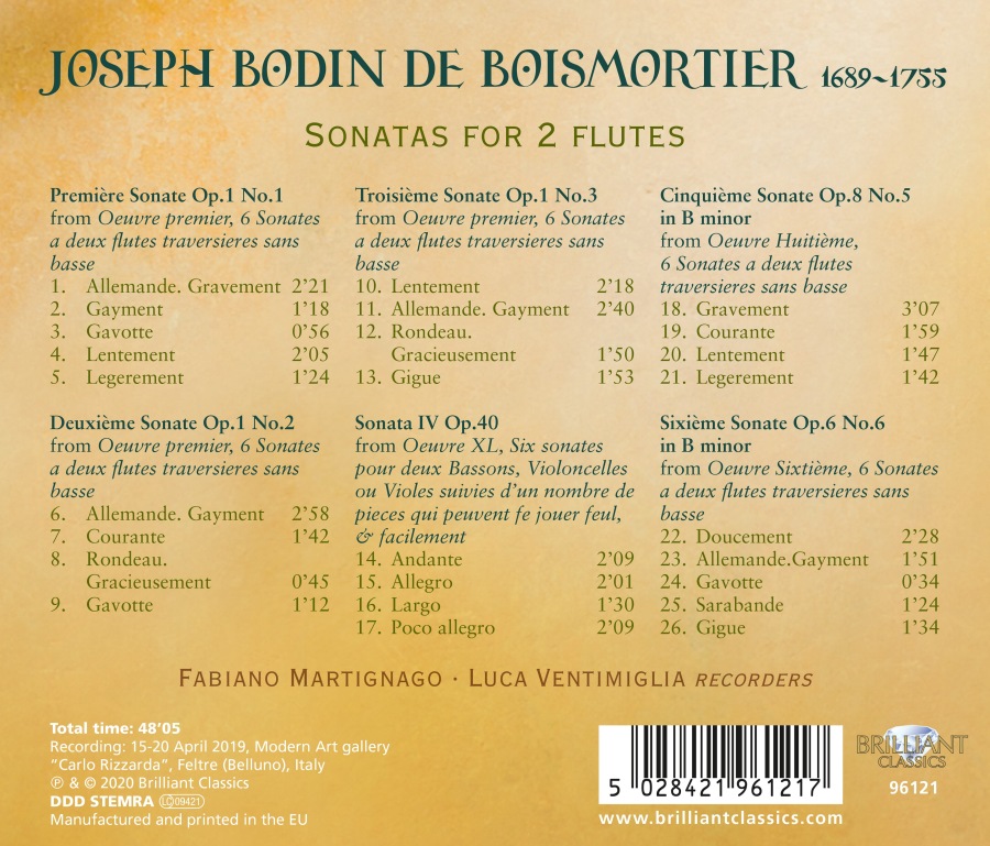 Boismortier: Sonatas for 2 Flutes - slide-1