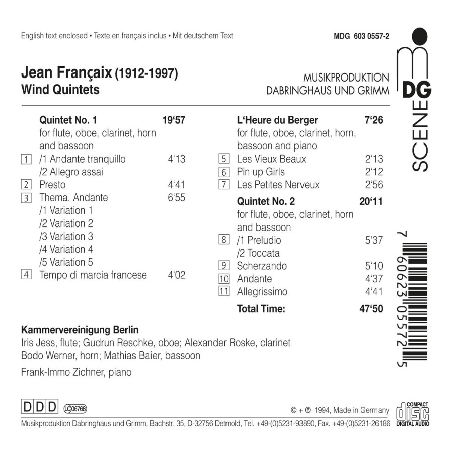 Françaix: Wind Quintets Nos. 1 & 2, L’Heure du Berger - slide-1
